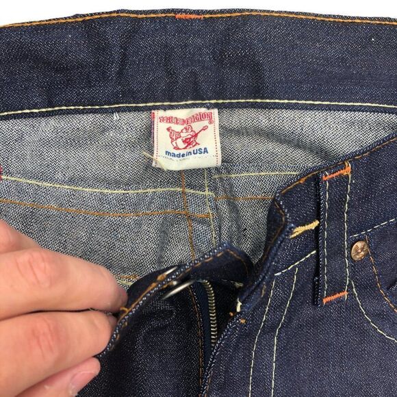 Brand New Vintage True Religion Embroidered Jeans Size 34 JOEY Blue - Picture 7 of 11